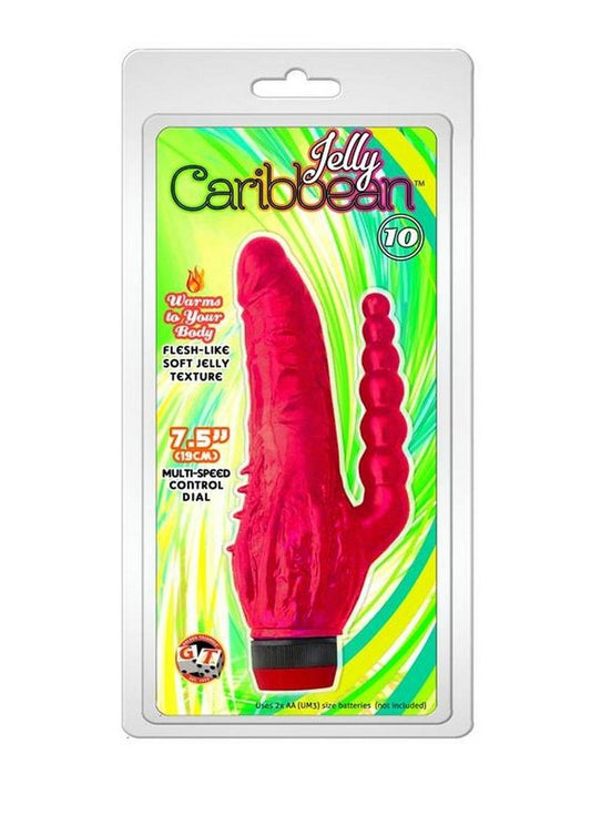 Jelly Caribbean Number 6 Vibrator 7.5in - Red