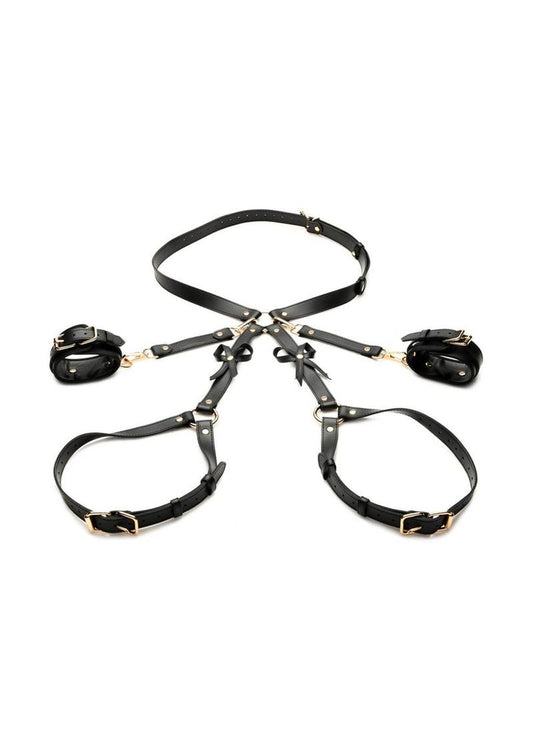 Strict Bondage Harness with Bows - Medium/Large - Black