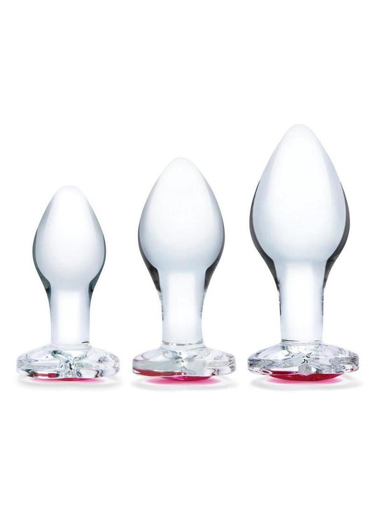 Glas Heart Jewel Glass Anal Training Set (3 Piece) - Clear