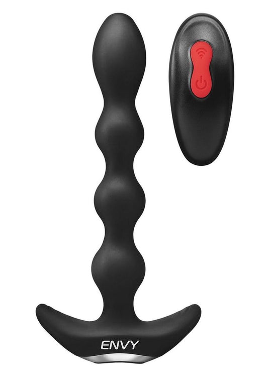 Envy Toys Deep Reach Rechargeable Silicone Vibrating Anal Beads with Remote Control - Black